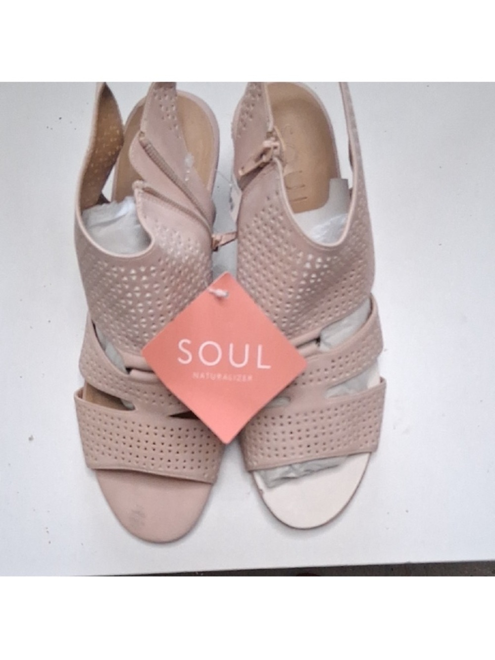3/$10 SOUL Naturalizer Women's Blush Pink Perforated Slingback Sandals Size 11